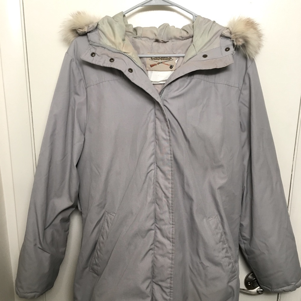 Cabela’s Goose Down Real Blue Fox Trim Parka Jacket Coat Women Large